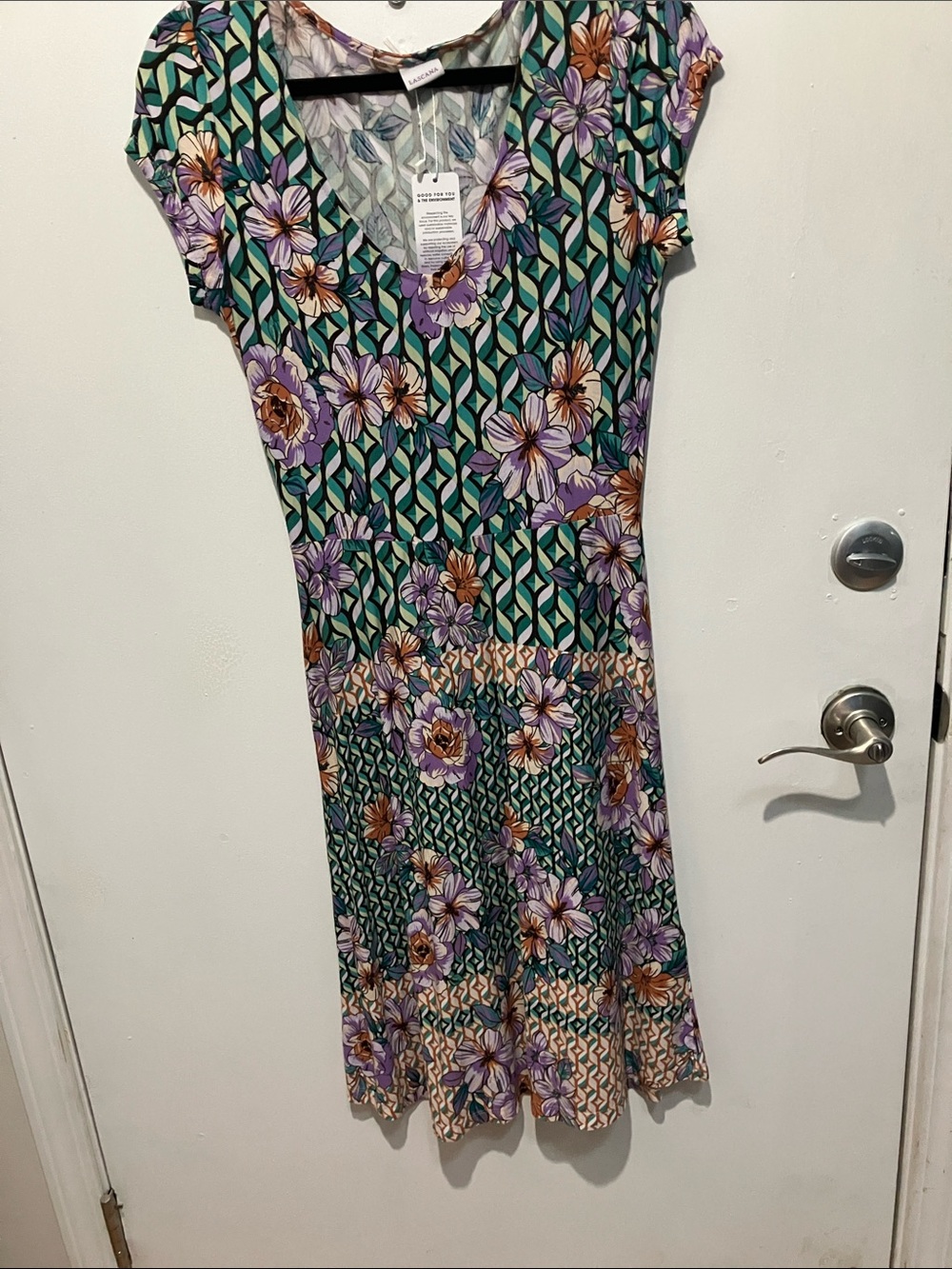 V-Neck Floral Maxi Dress in Green and Purple